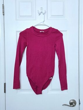 Wolford Hot Fushia Pink Bodysuit Long Sleeve Crew Neck Bikini XS